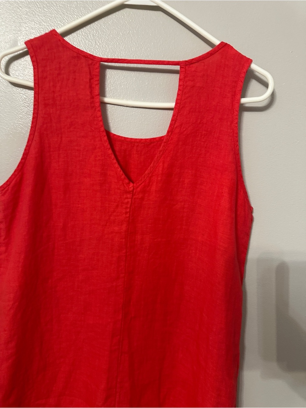 Sleeveless Red Linen Blend Sundress - Picture 5 of 10